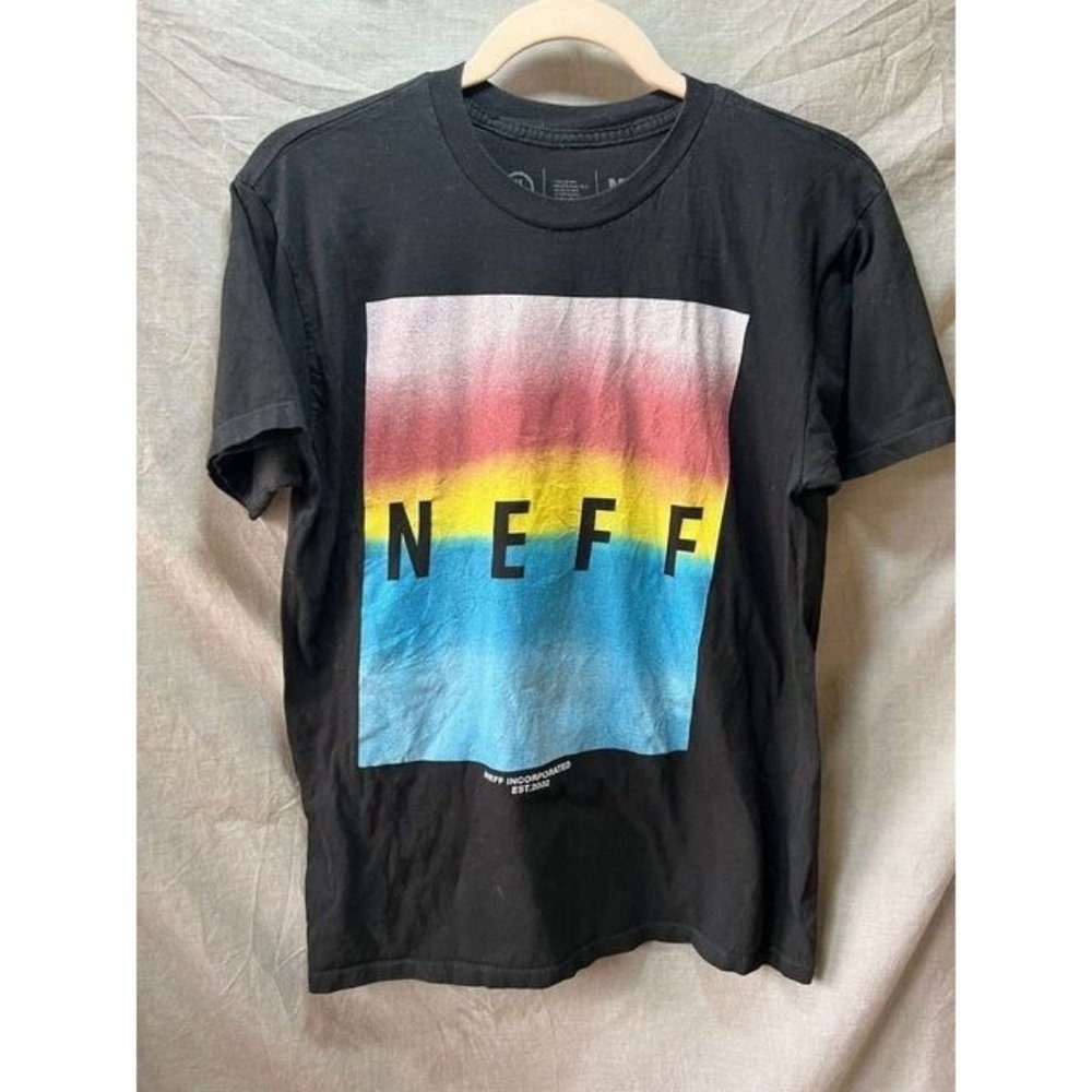 Neff Shirt Adult Medium Black Short Sleeve Pullover Logo‎ Tee Mens